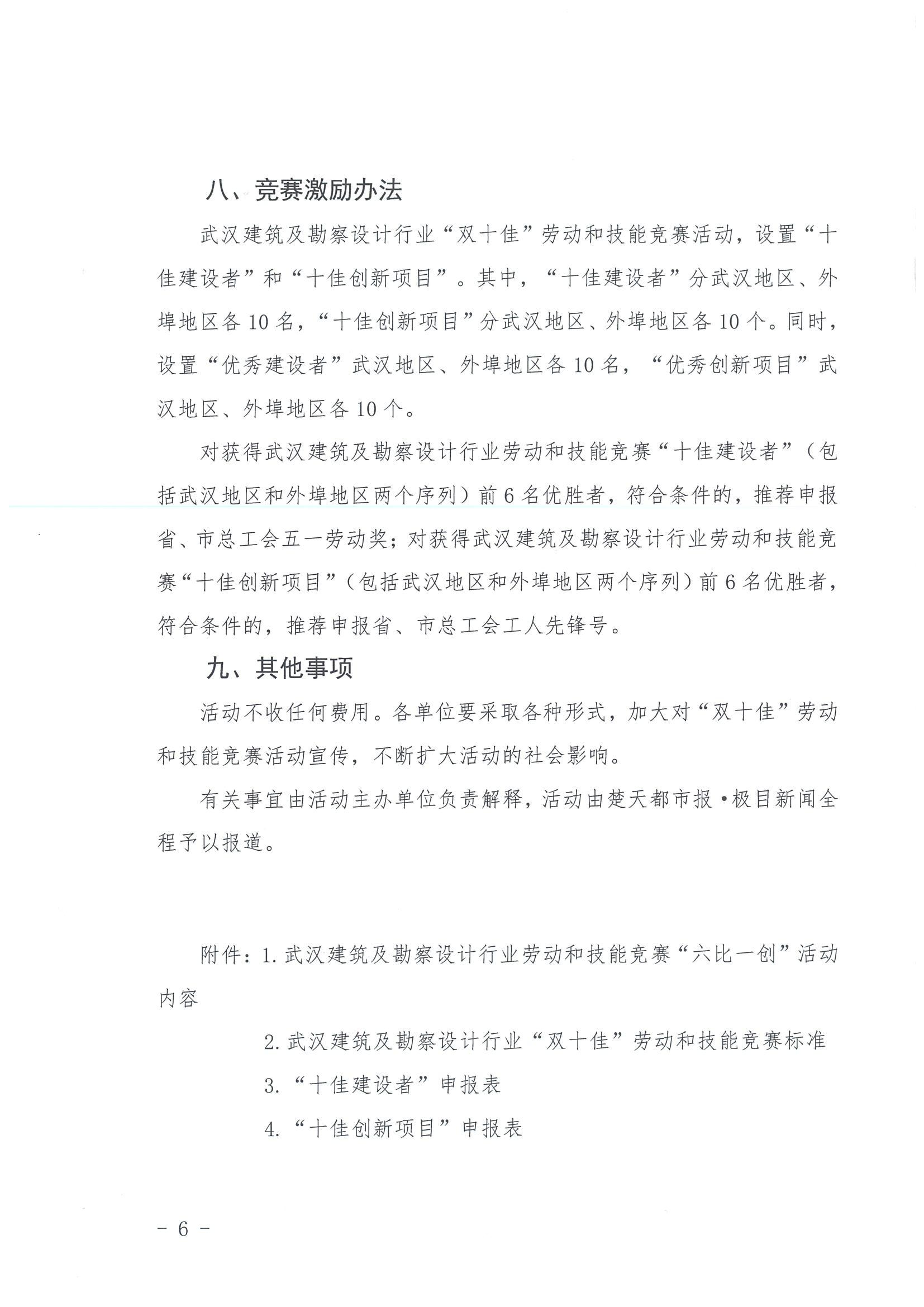 关于举办2024年武汉建筑及勘察设计行业“双十佳”劳动和技能竞赛活动的通知